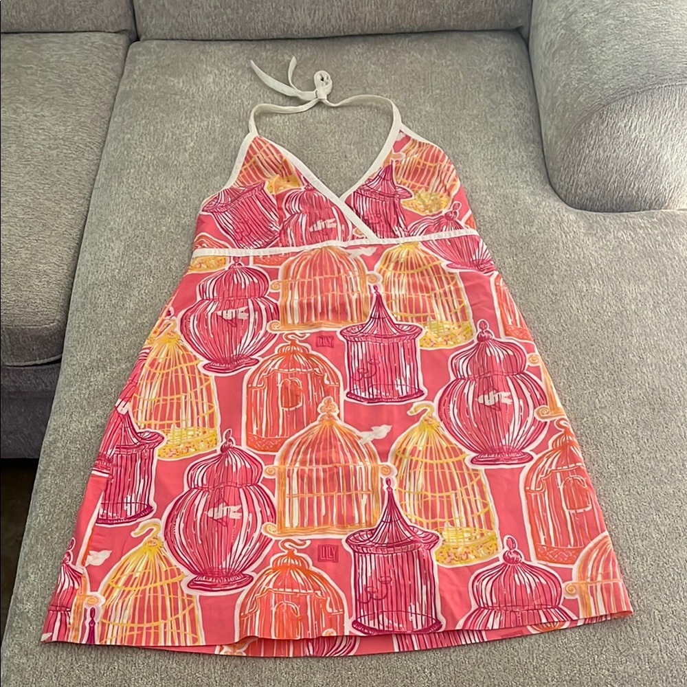 Lilly Pulitzer Pink and Orange Women’s Halter Dress